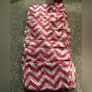 Set of 10 table runners 12" x 108" Pink and White Chevron Patterned Fabric